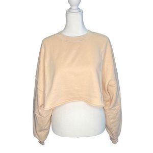 Beige/Cream Cropped Crewneck Sweater NWT
